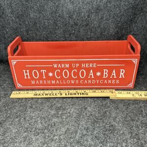 Wood Hot Cocoa Organizer Tray Festive Winter Farmhouse Kitchen Decor